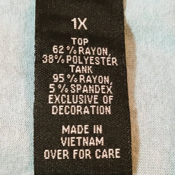 Light Blue Layered Kimono Top 1X Embroidered Lace Sleeves Attached Camisole - Picture 6 of 7